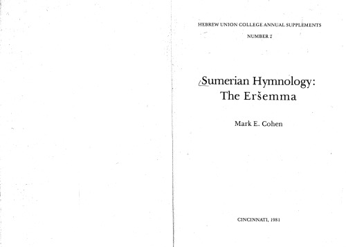 Sumerian Hymnology: The Eršemma