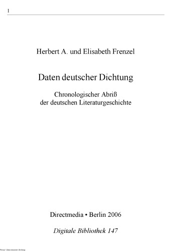 Daten deutscher Dichtung. Chronologischer Abriß der deutschen Literaturgeschichte