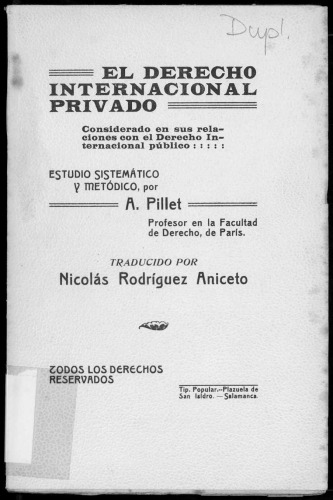 El Derecho Internacional Privado considerado en sus relaciones con el Derecho Internacional Público