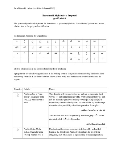 Burushaski Alphabet – a Proposal. بُرشسكى الف بے