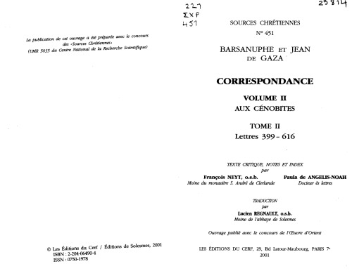 Correspondance, vol. II, tome II