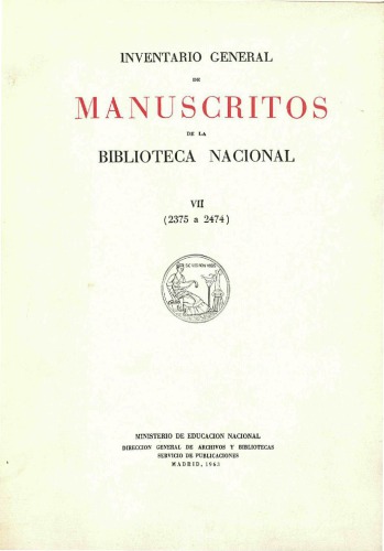 Inventario general de los manuscritos de la Biblioteca nacional