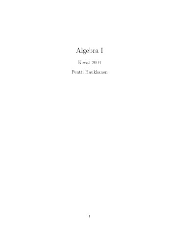 Algebra I, Kevät 2004 [lecture notes]