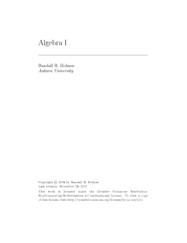 Abstract algebra I [Lecture notes]