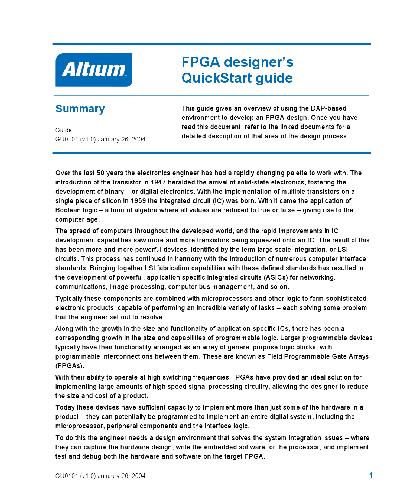 Electronics - Digital - CPLD and FPGA - FPGA designer's Quick Start Guide - Altium