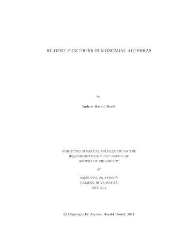 Hilbert functions in monomial algebras