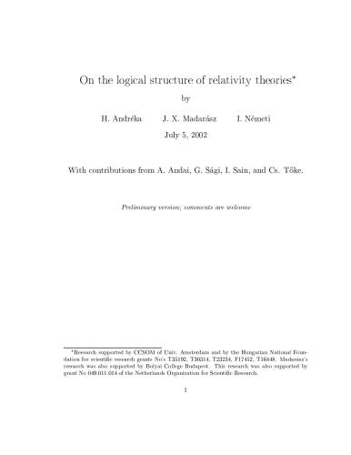 On the Logical Structure of Relativity Theories