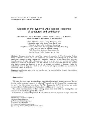 Aspects of the dynamic wind-induced response of structures and codification [article]