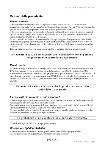 Appunti di calcolo della probabilità