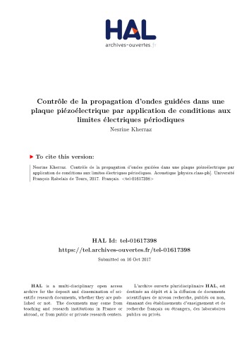 Contrôle de la propagation d’ondes guidées dans une plaque piézoélectrique par application de conditions aux limites électriques périodiques