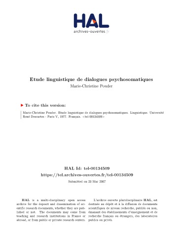 Etude linguistique de dialogues psychosomatiques