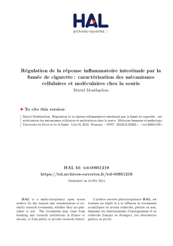 Régulation de la réponse inflammatoire intestinale par la fumée de cigarette : caractérisation des mécanismes cellulaires et moléculaires chez la souris