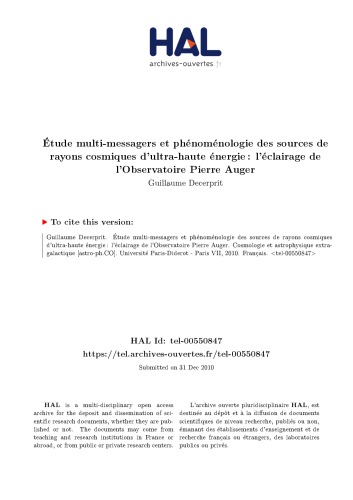 Étude multi-messagers et phénoménologie des sources de rayons cosmiques d’ultra-haute énergie : l’éclairage de l’Observatoire Pierre Auger