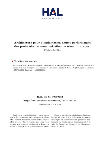 Architecture pour l’implantation hautes performances des protocoles de communication de niveau transport