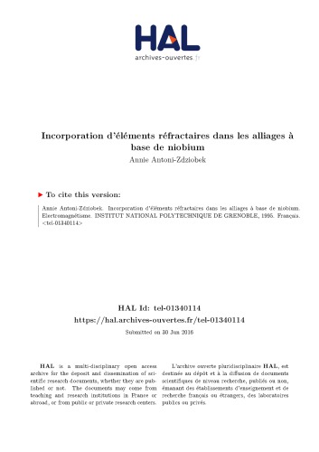 Incorporation d’éléments réfractaires dans les alliages à base de niobium