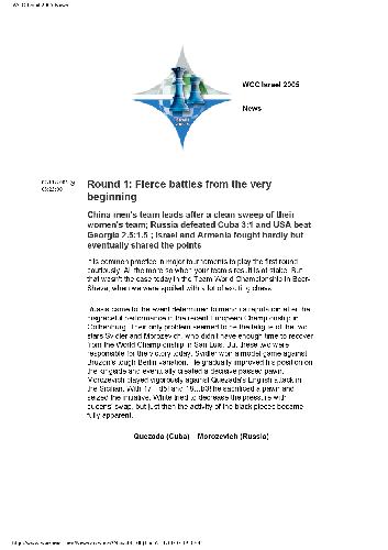 World Team Chess Championship Israel Report