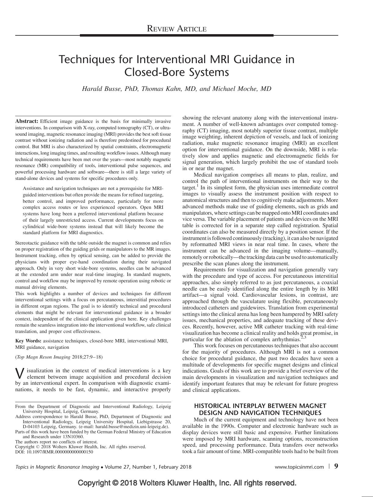 Techniques for Interventional MRI Guidance in Closed-Bore Systems