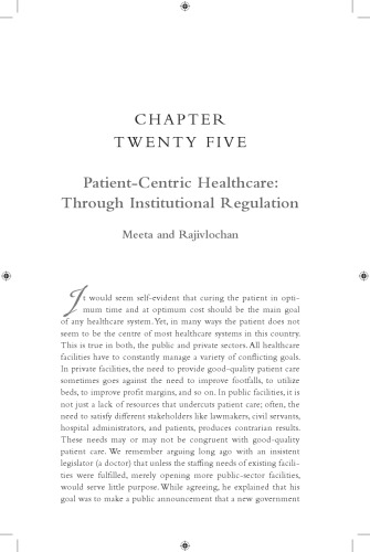 Patient-Centric Healthcare: Through Institutional Regulation [a chapter from 