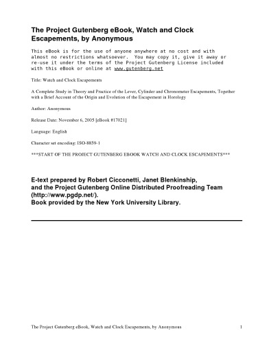 Watch and Clock Escapement - Horology