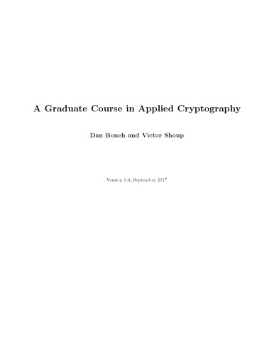 A graduate course in Applied Cryptography