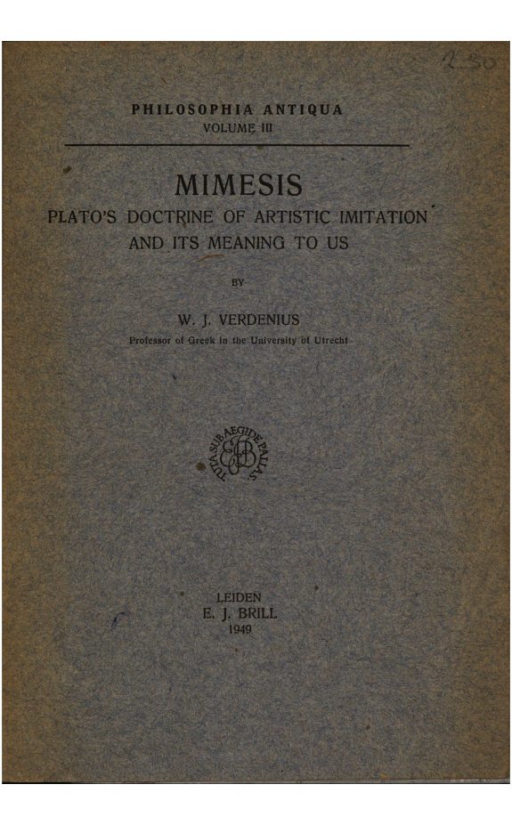 Mimesis: Plato's Doctrine of Artistic Imitation and Its Meaning to Us