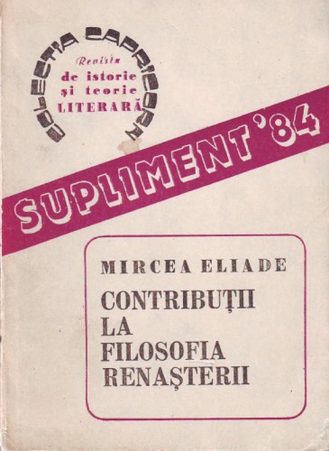 Contribuții la filosofia Renașterii. [Itinerar italian]