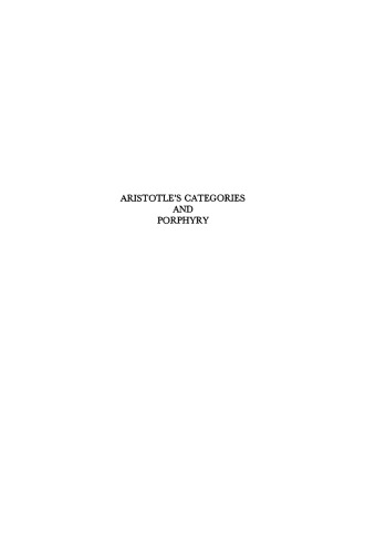 Aristotle's Categories and Porphyry