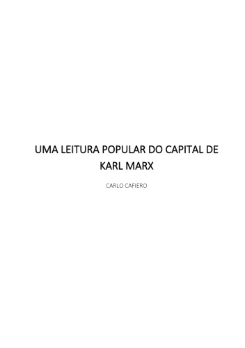 Uma Leitura Popular do Capital de Karl Marx