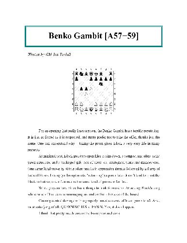 Benko (Volga) Gambit A57-A59