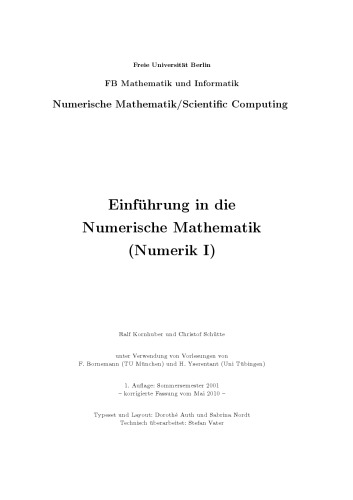 Einführung in die Numerische Mathematik (Numerik I)