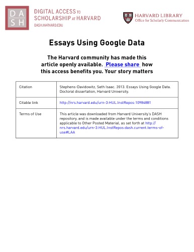 Essays Using Google Data.