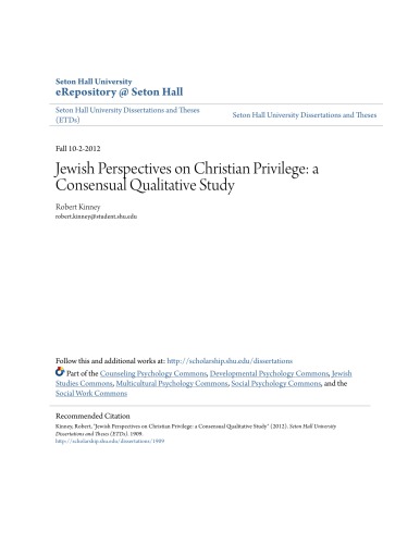 Jewish Perspectives on Christian Privilege: a Consensual Qualitative Study