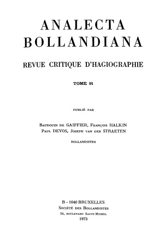 Analecta Bollandiana. Revue critique d’hagiographie