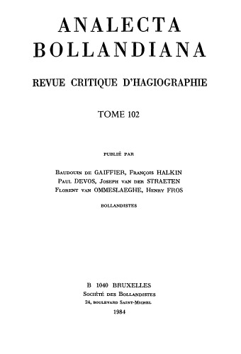 Analecta Bollandiana. Revue critique d’hagiographie