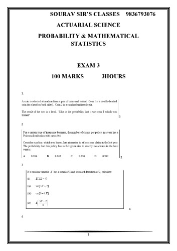 Actuarial Science CT 3 Solve