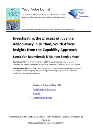 Investigating the process of juvenile delinquency in Durban, South Africa: Insights from the Capability Approach