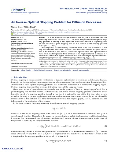 An Inverse Optimal Stopping Problem for Diffusion Processes