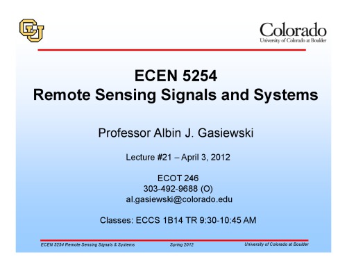 A J Gasiewski remote sensing course notes lecture21