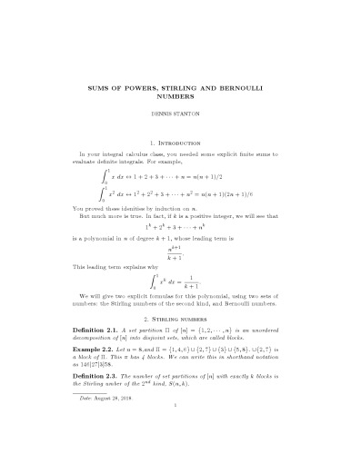 Sums of powers, Stirling and Bernoulli numbers [expository notes]