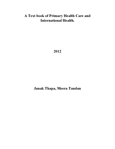 A textbook of primary health care and international health