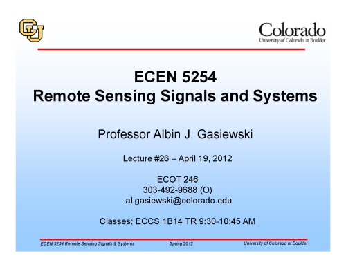 A J Gasiewski remote sensing course notes lecture26