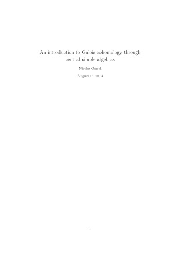 An introduction to Galois cohomology through central simple algebras