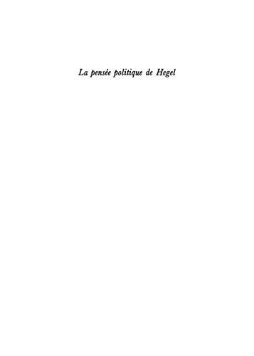 La Pensée Politique de Hegel