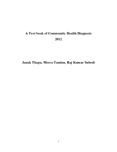 A textbook of community health diagnosis