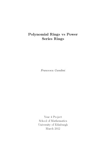 Polynomial Rings vs Power Series Rings