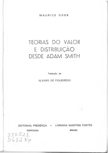 Teorias do valor e da distribuicao desde Adam Smith