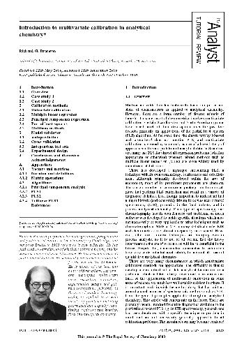 Introduction to multivariate calibration in analytical chemistry