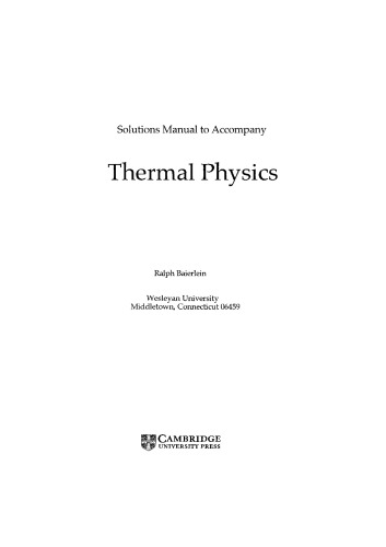 Thermal Physics Solutions Manual