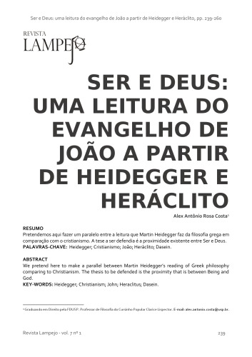 Ser e Deus – uma leitura do Evangelho de João a partir de Heidegger e Heráclito