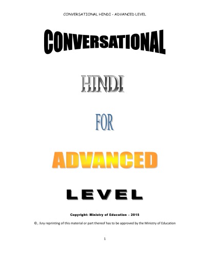 Conversational Hindi for advanced level
